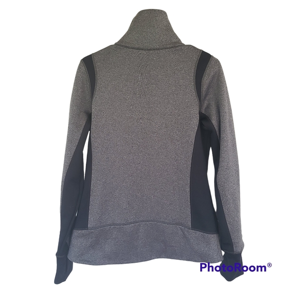 FILA Sport Womens Track Jacket Gray Heathered Zip Stretch Pockets Thumbholes L - Picture 2 of 8